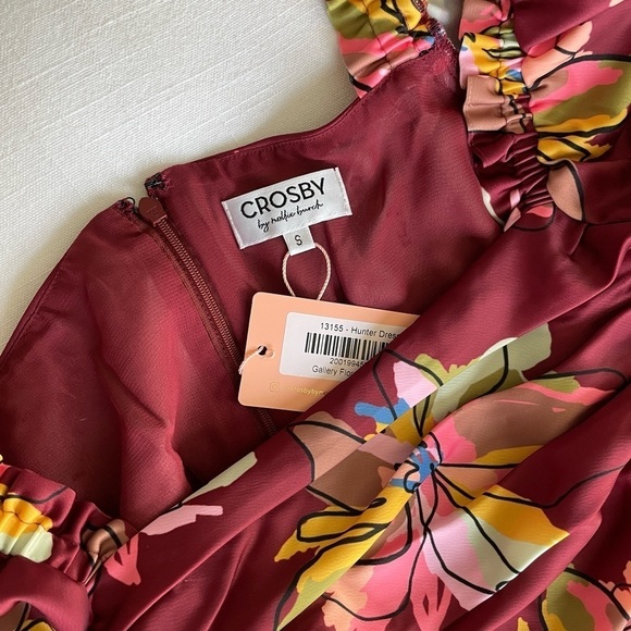 NWT CROSBY Mollie Burch Hunter Puff Sleeve Babydoll Mini Dress Gallery Floral, S - Picture 9 of 15